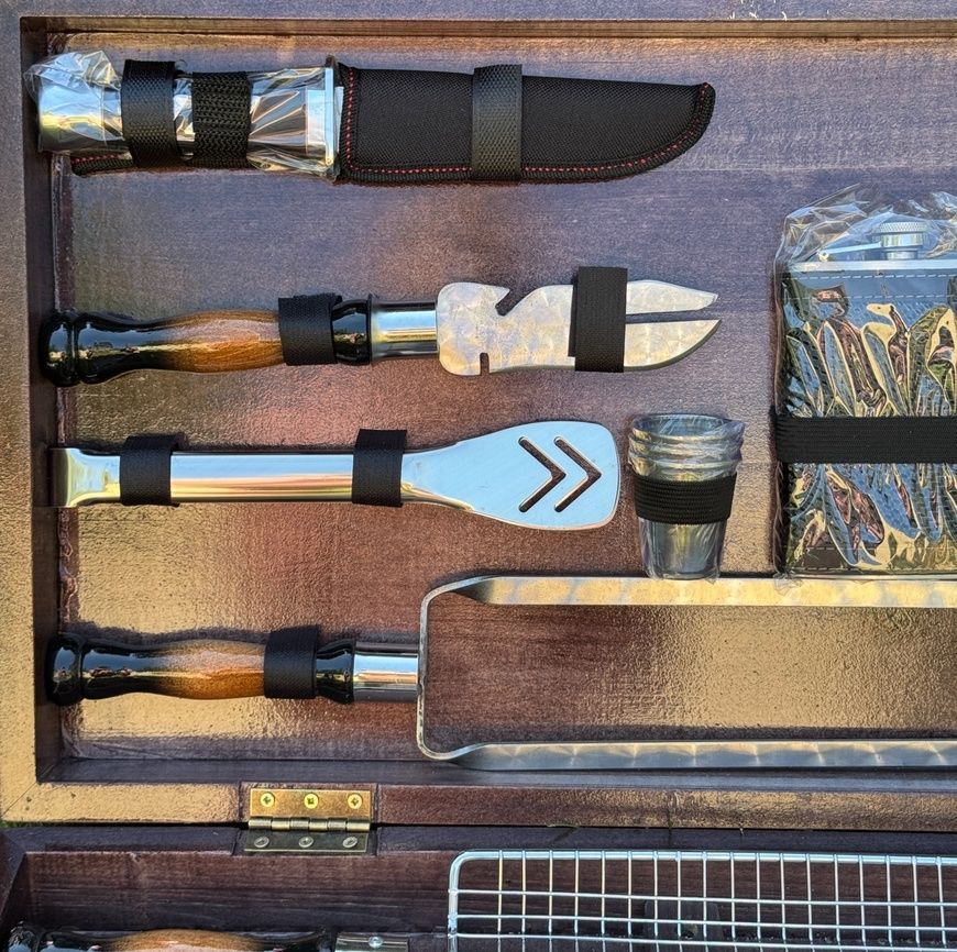Набор шампуров Elite BBQ Set в деревянном кейсе. Подарочный набор для пикника KS-7501 фото