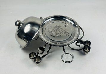Садж для подачи шашлыка d28 с соусницами и рюмками + крышка, усиленный SJ-6584 фото