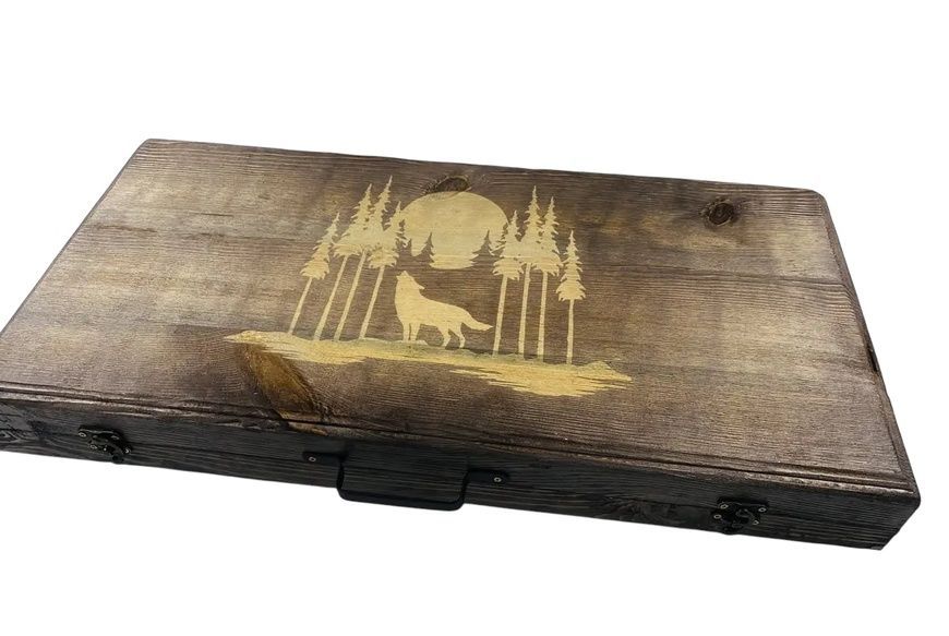 Набор шампуров Огненный Бастион в деревянном кейсе. Подарочный набор для пикника KS-7809 фото