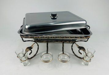 Садж прямоугольный для подачи шашлыка + соусники и рюмки SJ-6580 фото