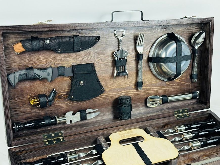 Набор шампуров The Gentleman&rsquo;s Grill в деревянном кейсе. Подарочный набор для пикника KS-7513 фото