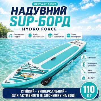 Надувна SUP-дошка Bestway 65347 320 см з веслом і ручним насосом, синя 65347 фото