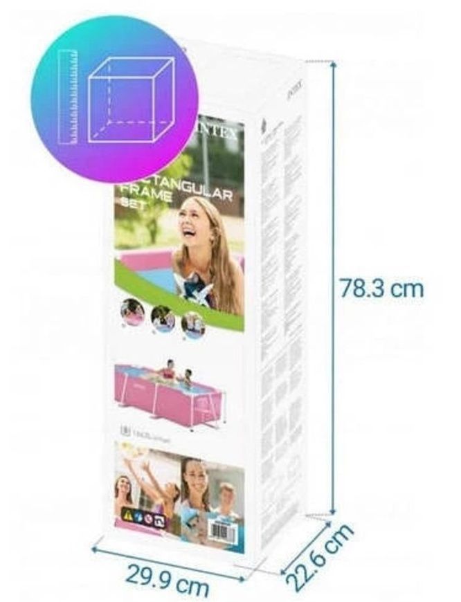 Розовый прямоугольный каркасный бассейн Intex 28266 220&times;150&times;60 см, 1662 л 28266 фото