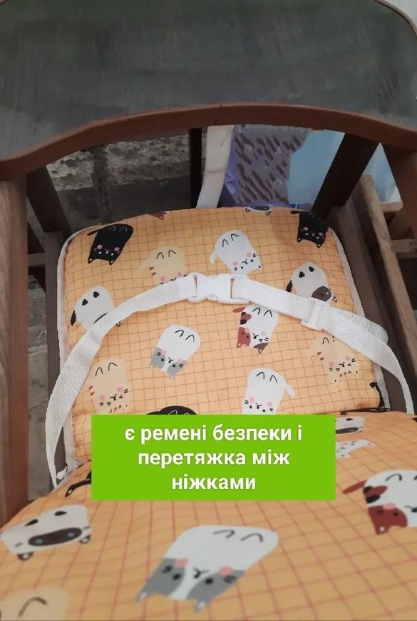 Стільчик-трансформер для годування &laquo;Наталка&raquo; у білому кольорі з малюнком &laquo;Коровки&raquo;. 002 Коровки фото