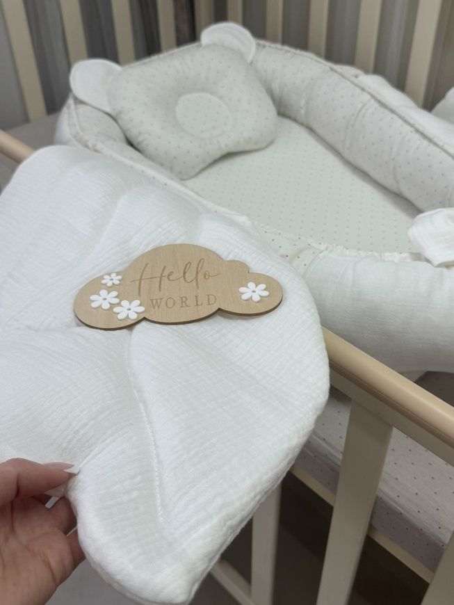 Білий кокон-гніздечко для новонародженого з ручками, подушкою та знімним матрацом кокон крила фото